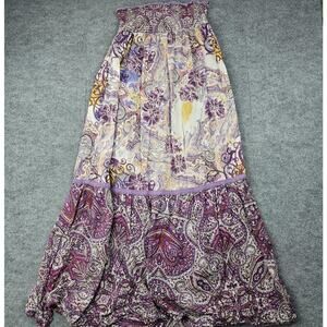 Derek Heart Maxi Skirt Womens XL Purple Floral Paisley Boho Festival Cotton